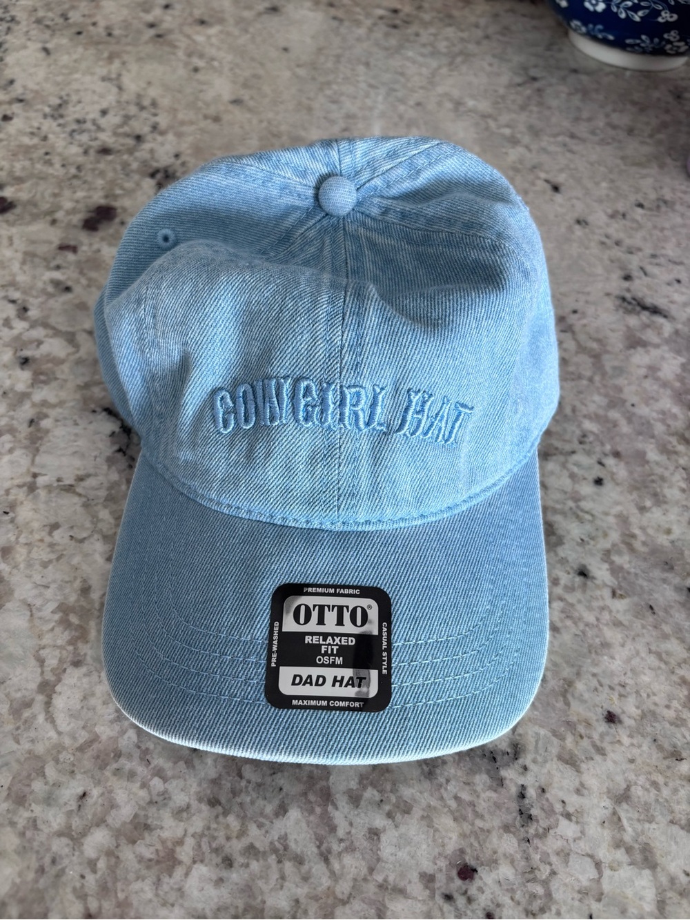 NEW Light Blue Denim 'Cowgirl Hat' Embroidered Dad Hat